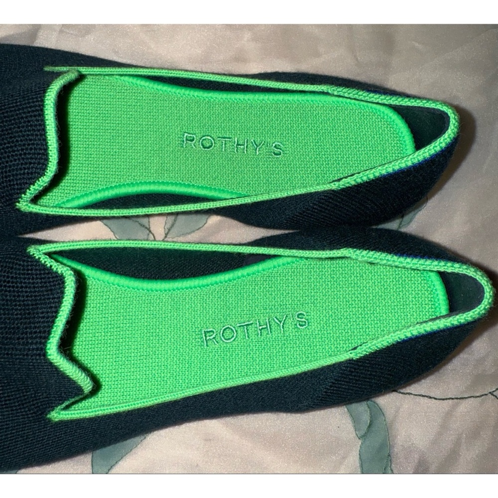 New Rothy's Forest Green and Neon Green Loafers Size 10W - Picture 10 of 11